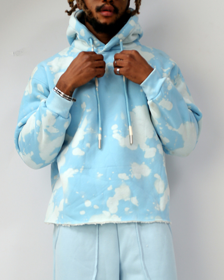 Plain Luxury Acid Stain Crop Fleece Hoodie - Image 2